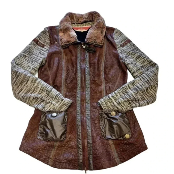 Sportalm Jackets & Blazers - Sportalm Multi Textured Faux Fur Lightweight Brown Grey Jacket Size 38 (Medium)